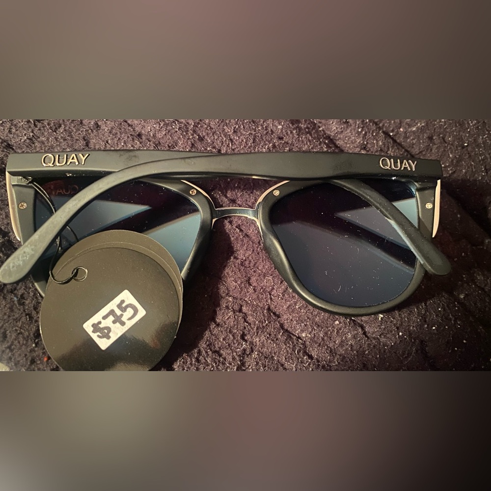 Quay Australia Black Frame Sunglasses with blue Lenses - Picture 2 of 3